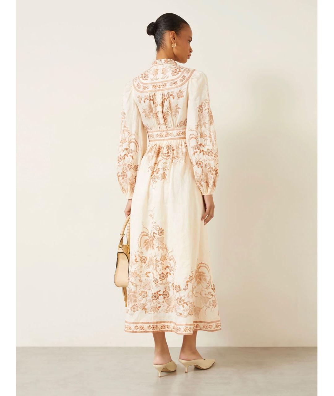 ZIMMERMANN Бежевое льняное повседневное платье, фото 8