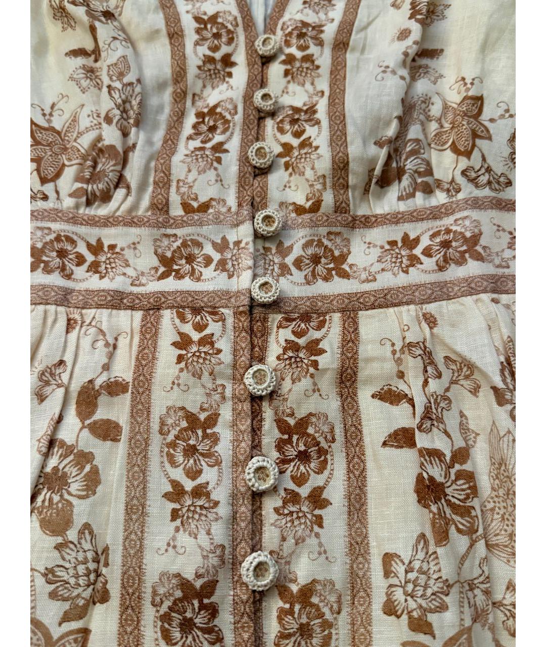 ZIMMERMANN Бежевое льняное повседневное платье, фото 4