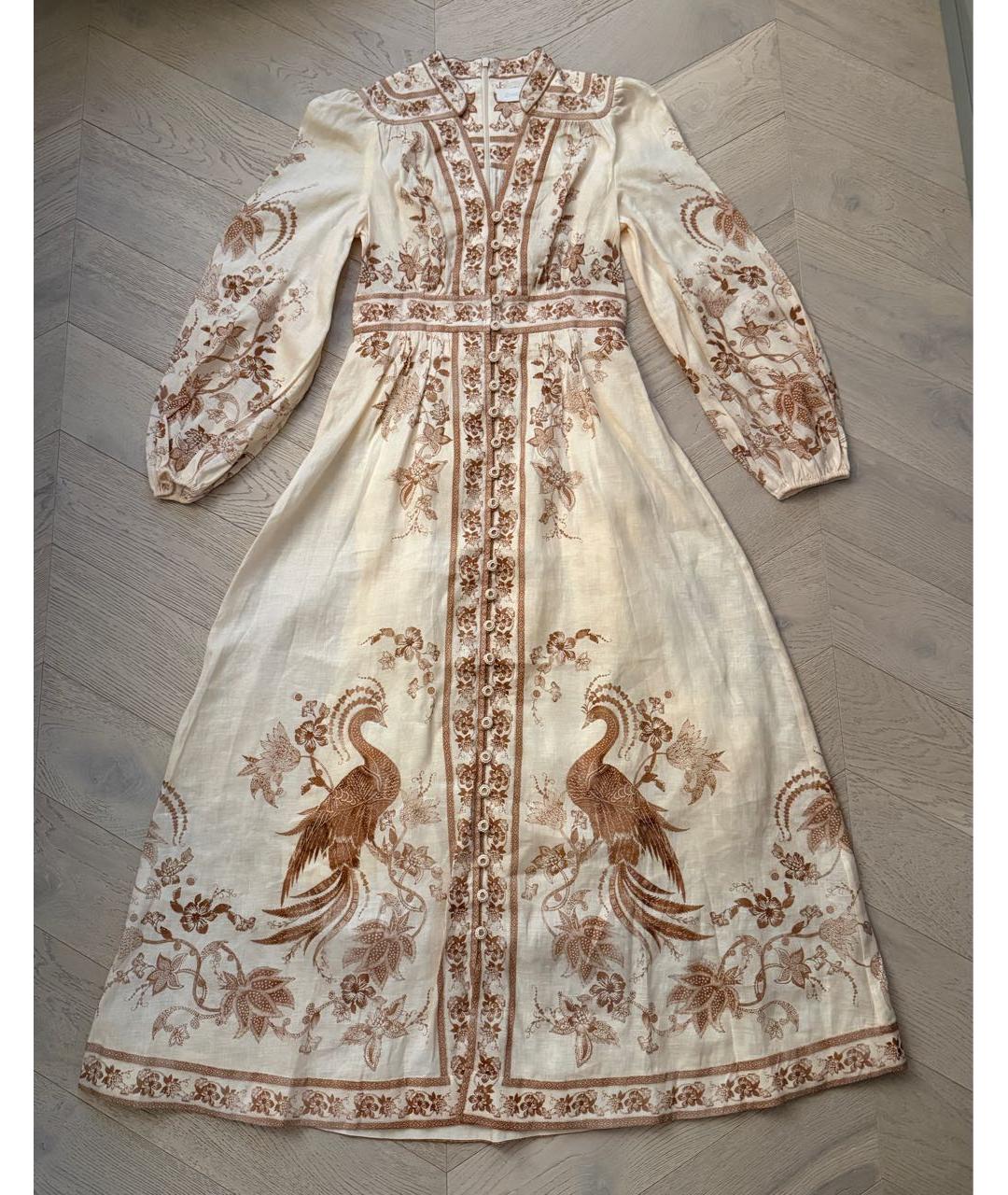 ZIMMERMANN Бежевое льняное повседневное платье, фото 9