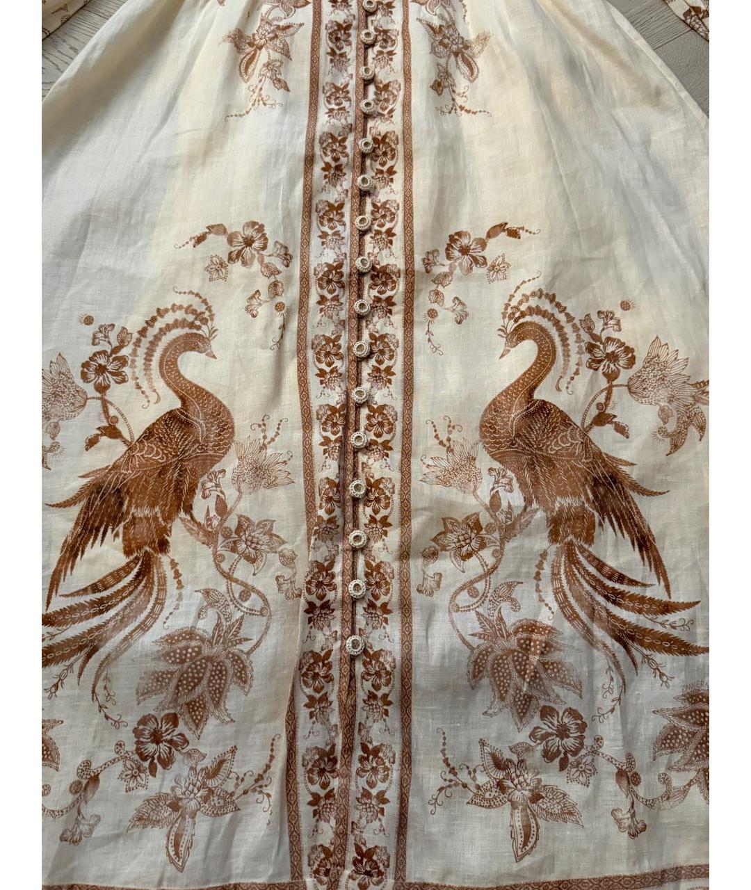 ZIMMERMANN Бежевое льняное повседневное платье, фото 5