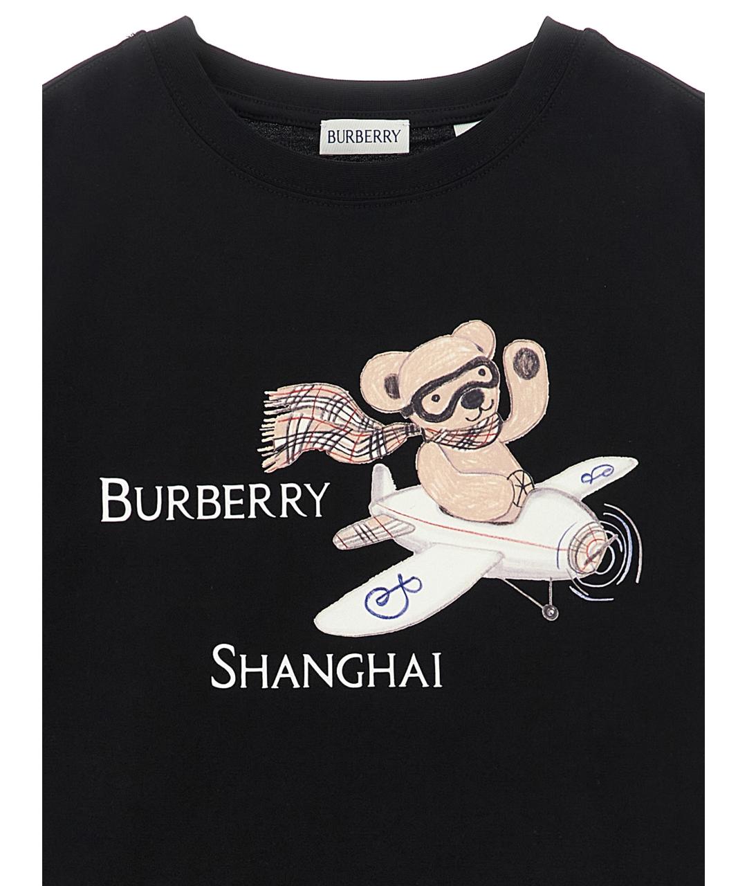 BURBERRY Черный хлопковый детская футболка / топ, фото 3