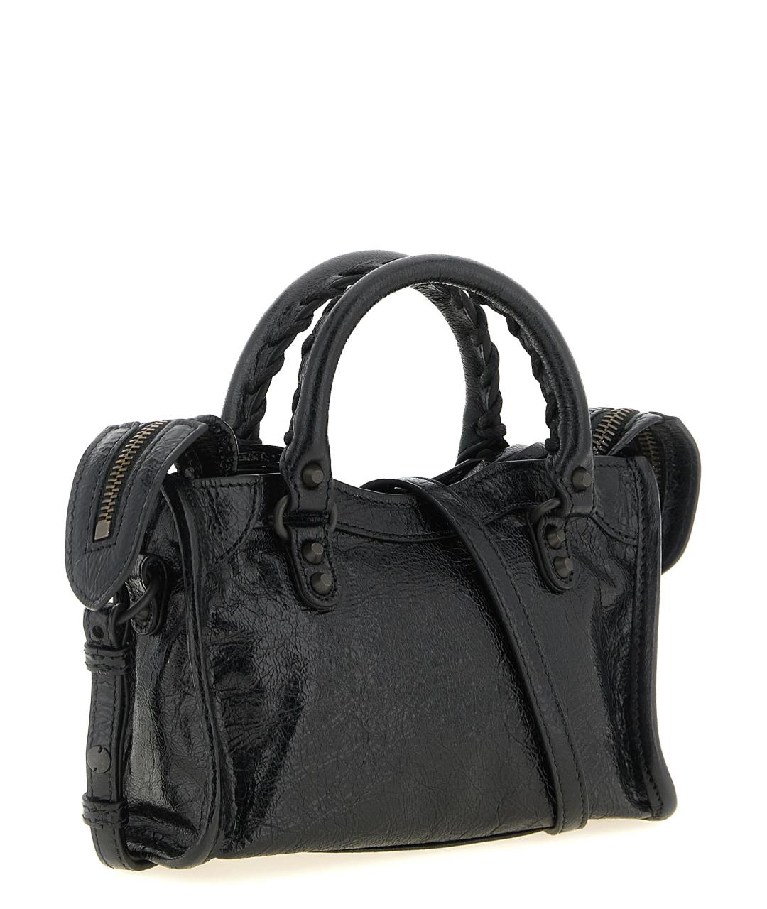 BALENCIAGA Черная кожаная сумка тоут, фото 2