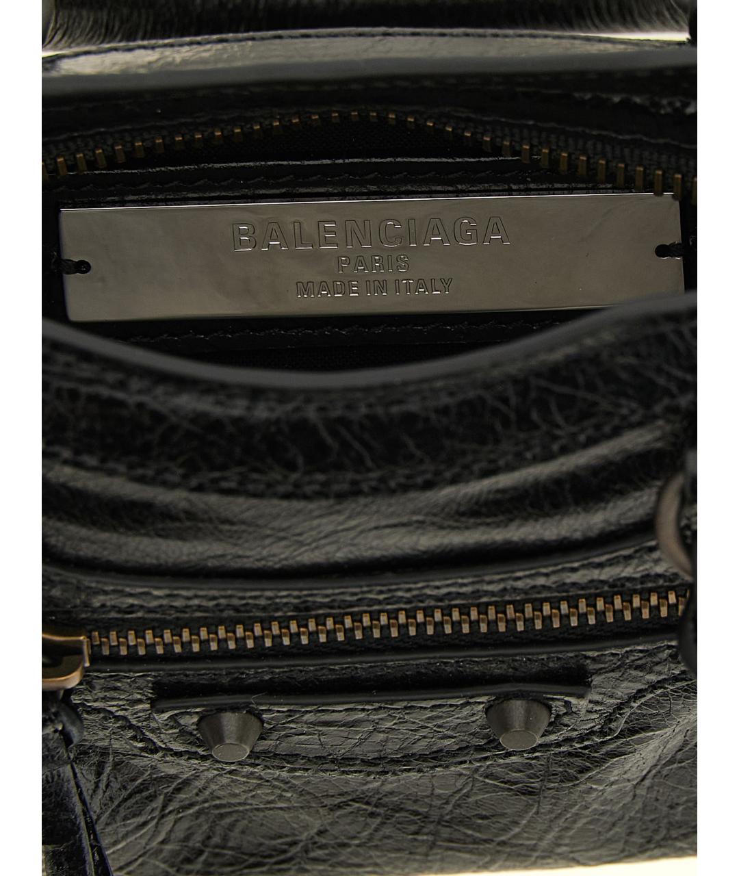 BALENCIAGA Черная кожаная сумка тоут, фото 4