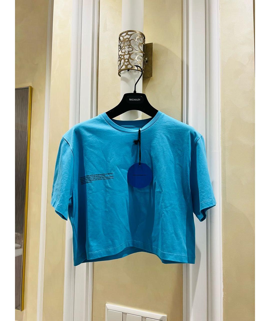 THE PANGAIA Голубая хлопковая футболка, фото 4