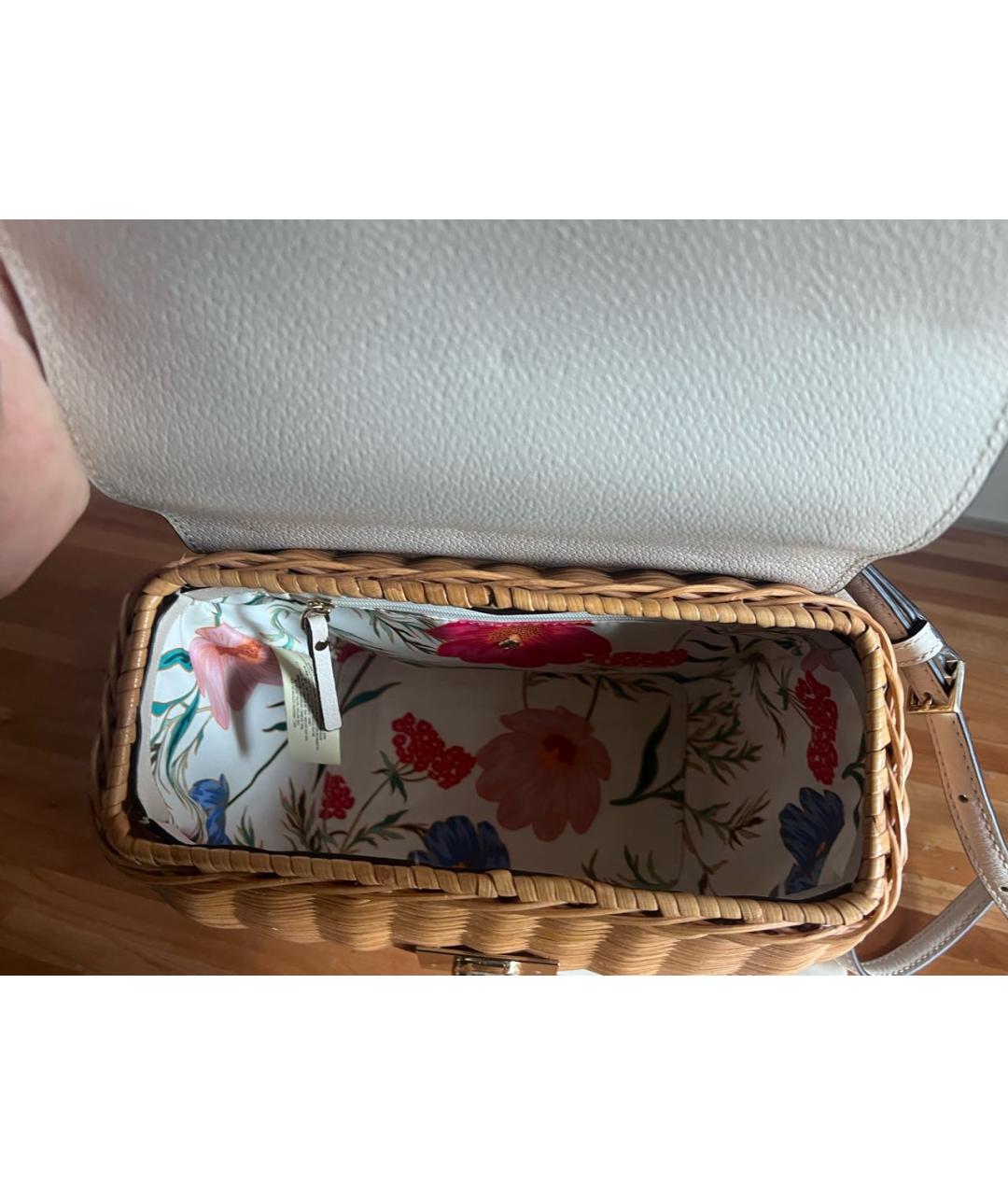 KATE SPADE Желтая рафиевая сумка через плечо, фото 4