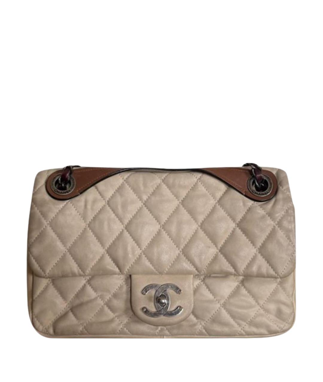 CHANEL Бежевая кожаная сумка через плечо, фото 1