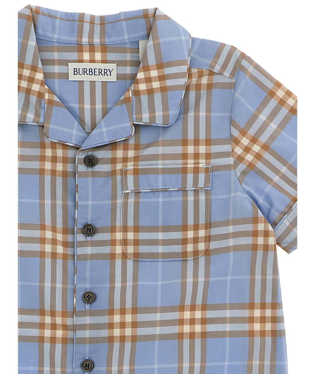 BURBERRY Голубой хлопковый боди / песочник, фото 3