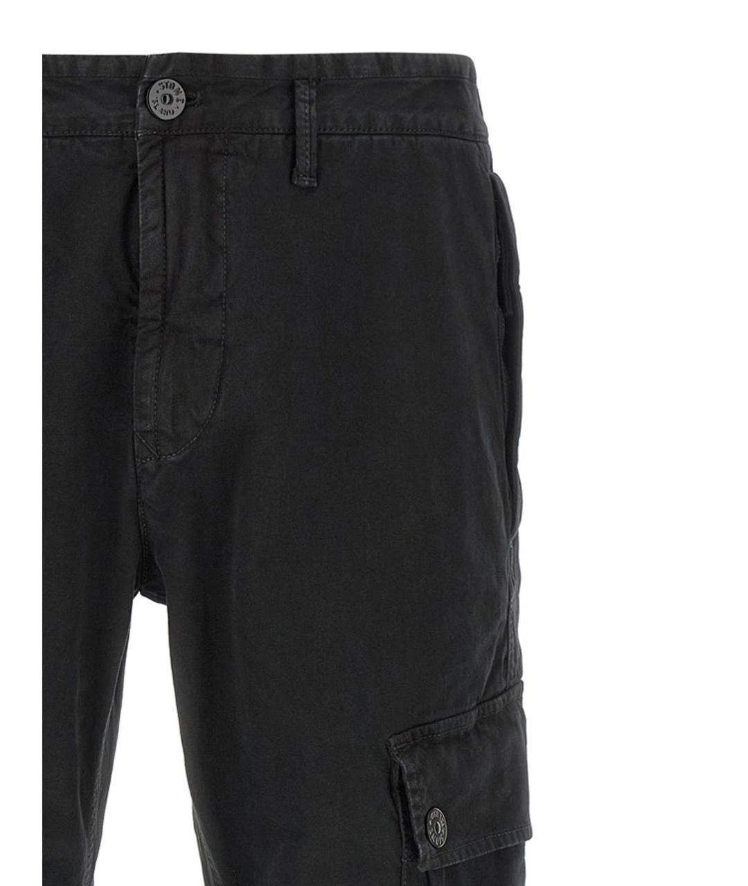 STONE ISLAND Черные хлопковые повседневные брюки, фото 3