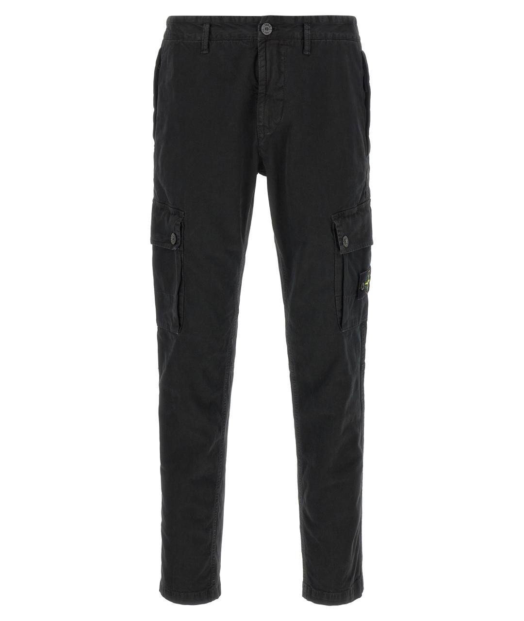 STONE ISLAND Черные хлопковые повседневные брюки, фото 1