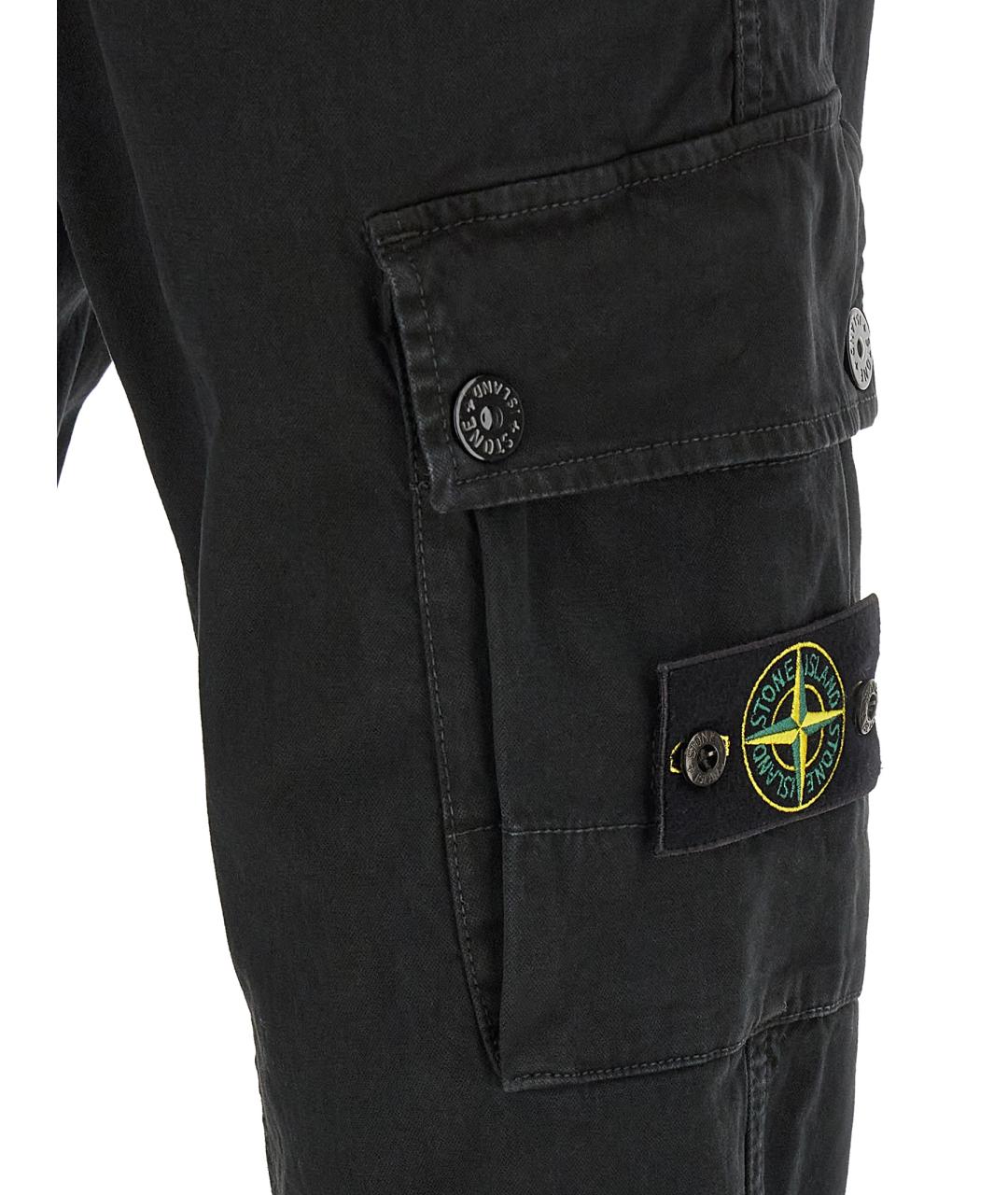 STONE ISLAND Черные хлопковые повседневные брюки, фото 5