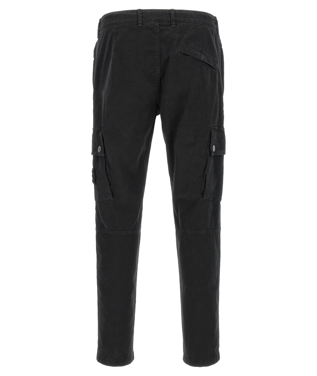 STONE ISLAND Черные хлопковые повседневные брюки, фото 2