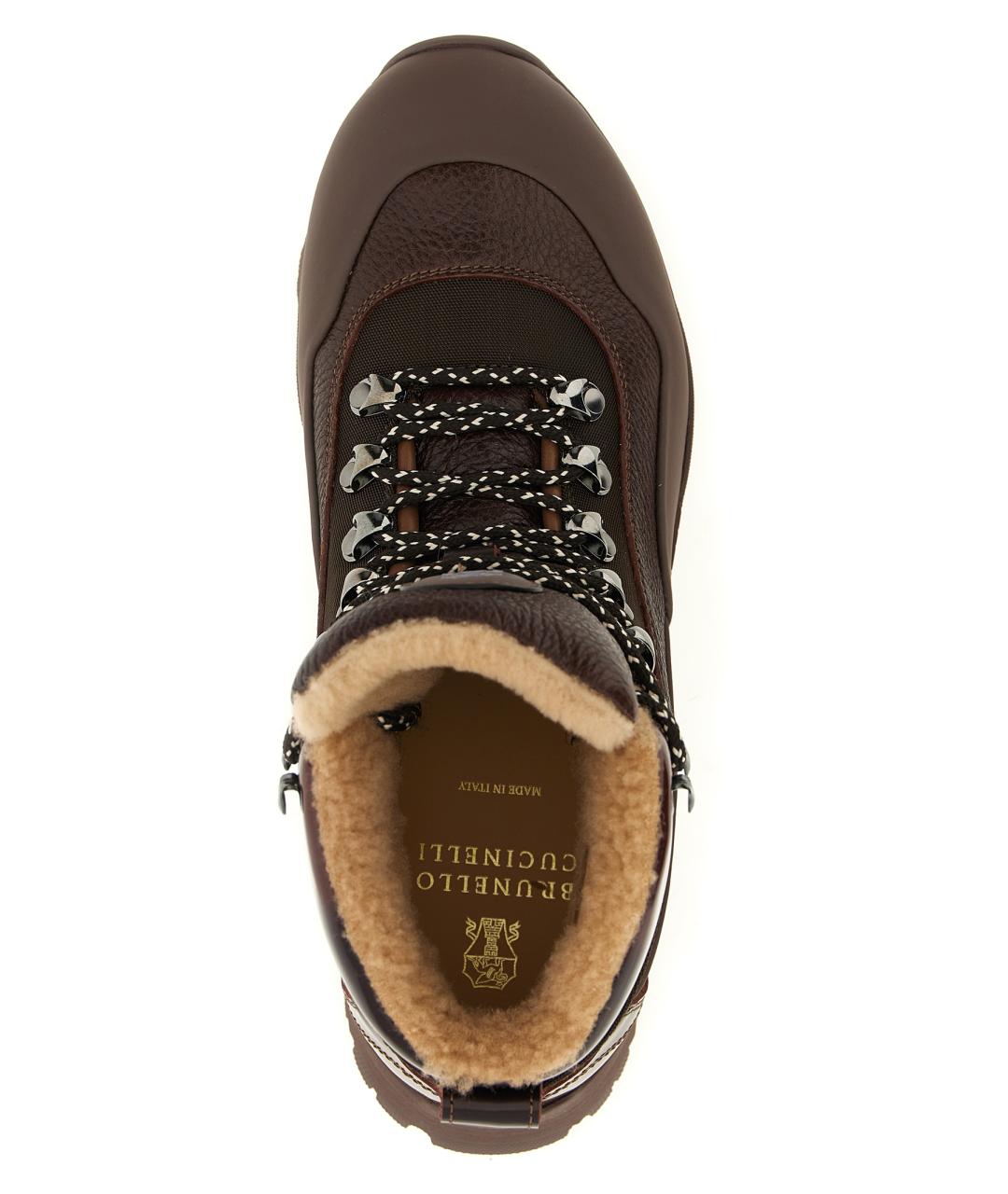 BRUNELLO CUCINELLI Коричневые текстильные высокие ботинки, фото 4