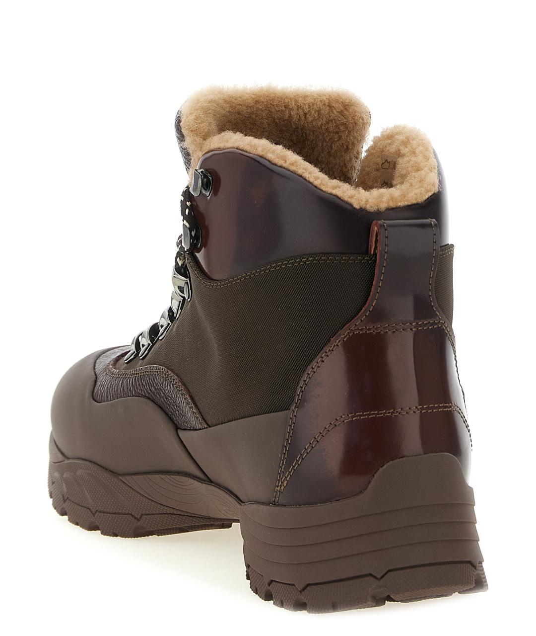 BRUNELLO CUCINELLI Коричневые текстильные высокие ботинки, фото 3