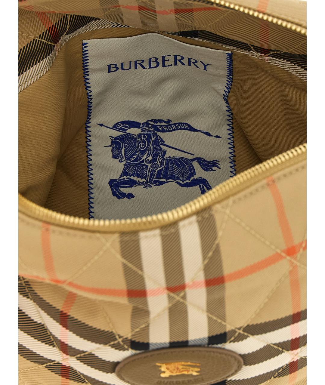 BURBERRY Бежевая тканевая сумка для мамы, фото 4