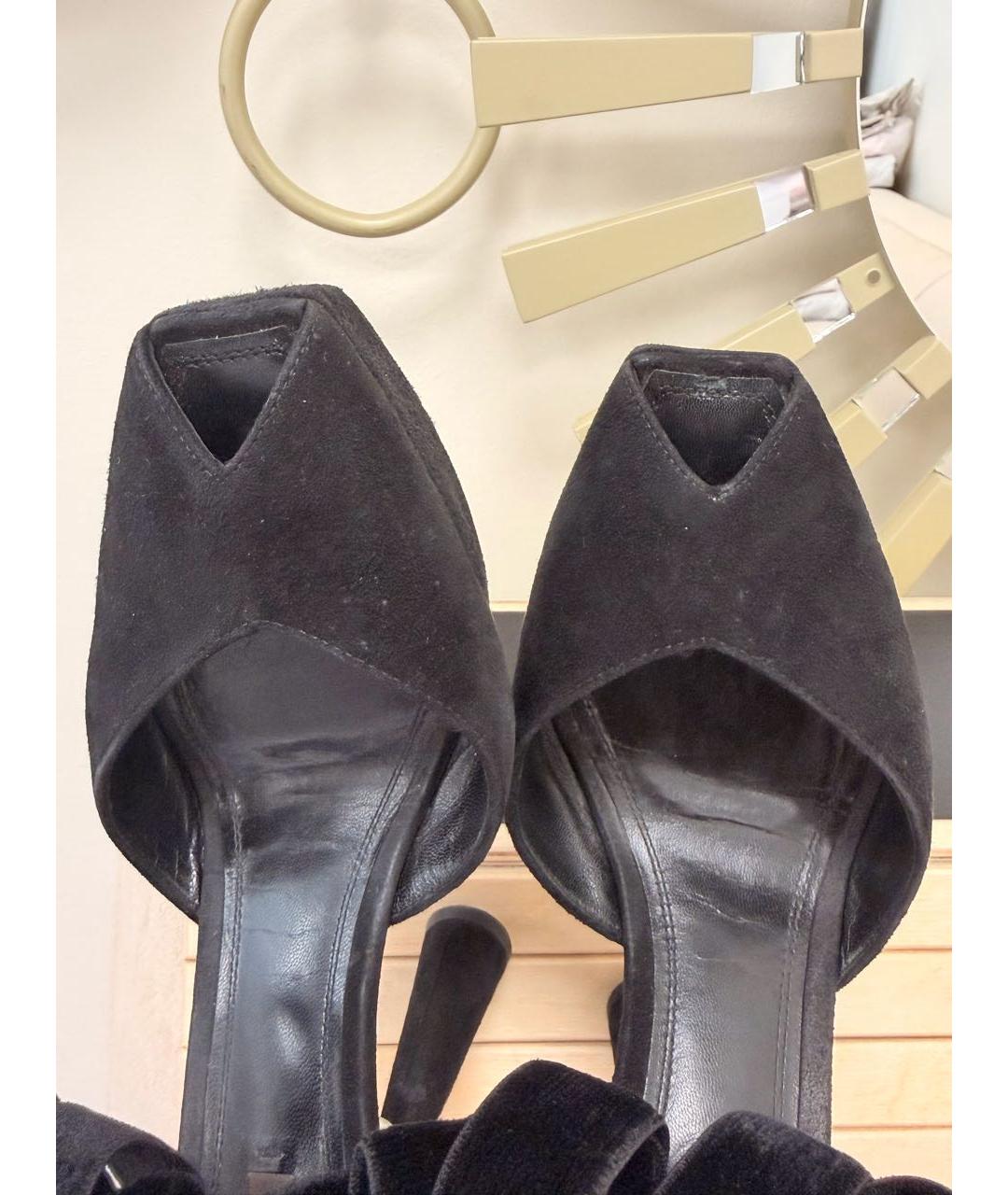 LOUIS VUITTON Черные замшевые босоножки, фото 4
