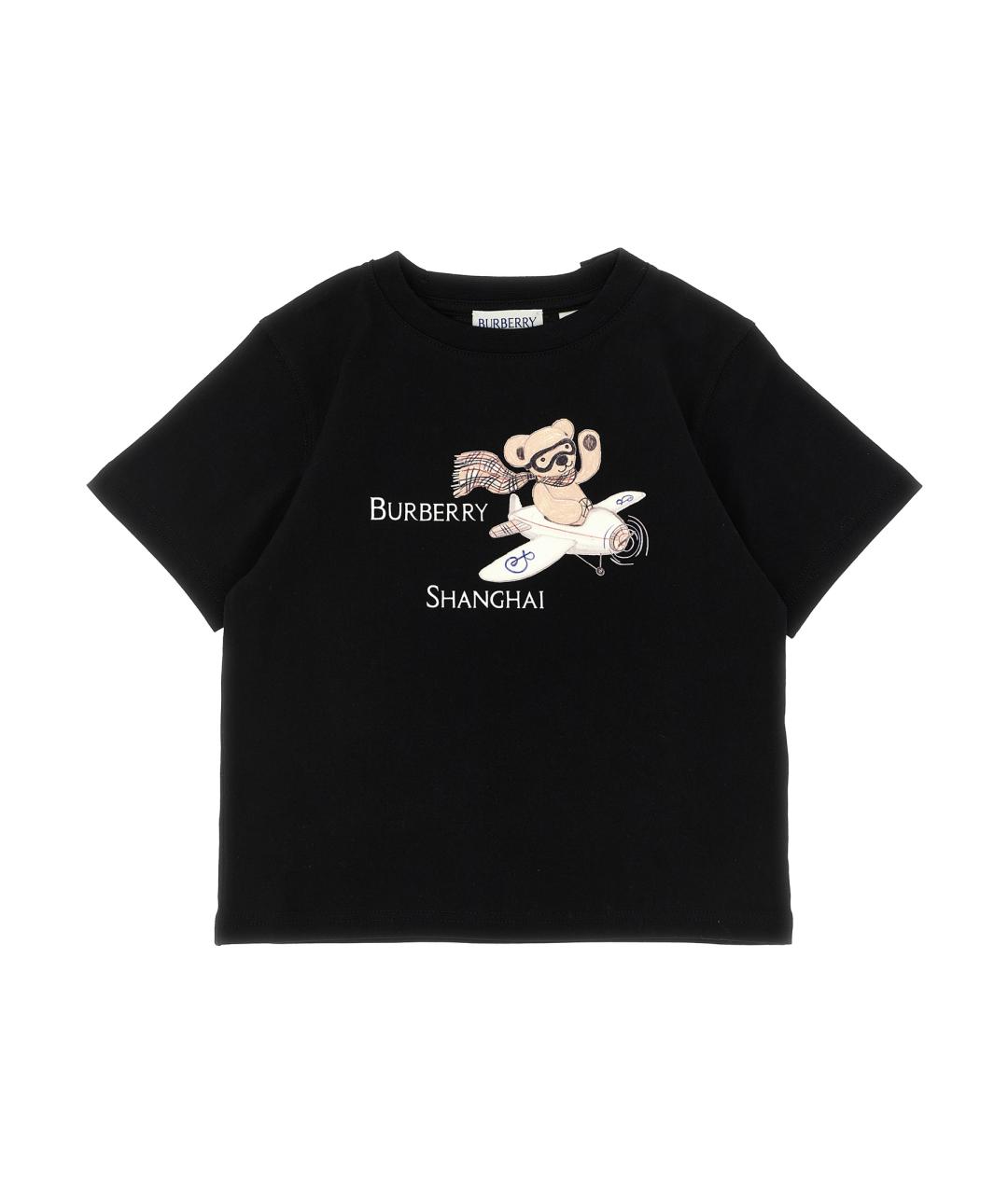 BURBERRY Черная хлопковая детская футболка, фото 1