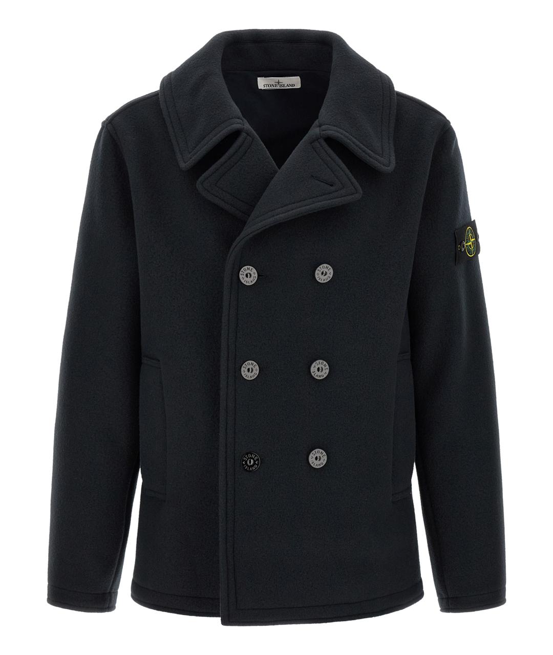 STONE ISLAND Темно-синее хлопковое пальто, фото 1