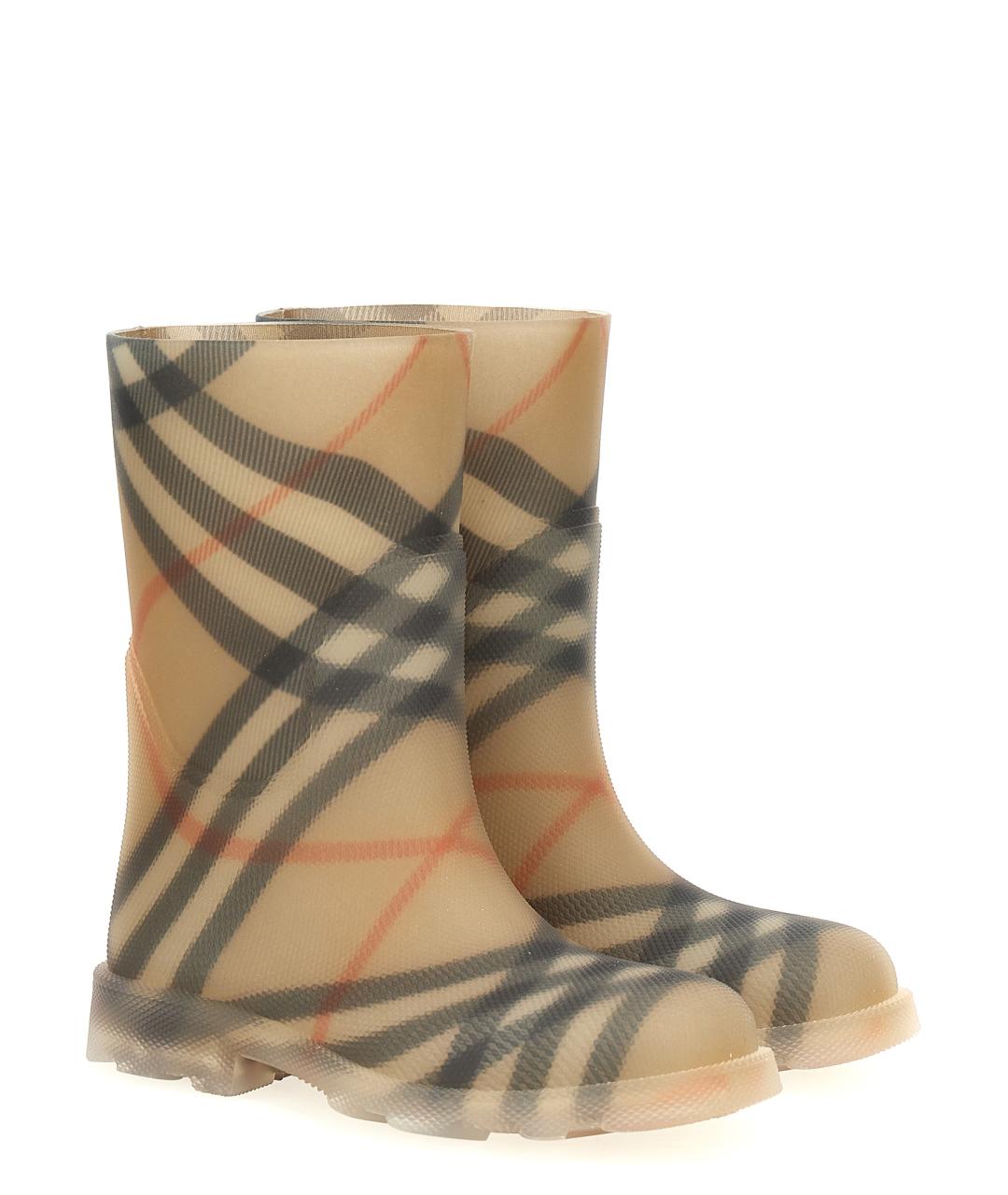 BURBERRY Бежевые резиновые сапоги, фото 1
