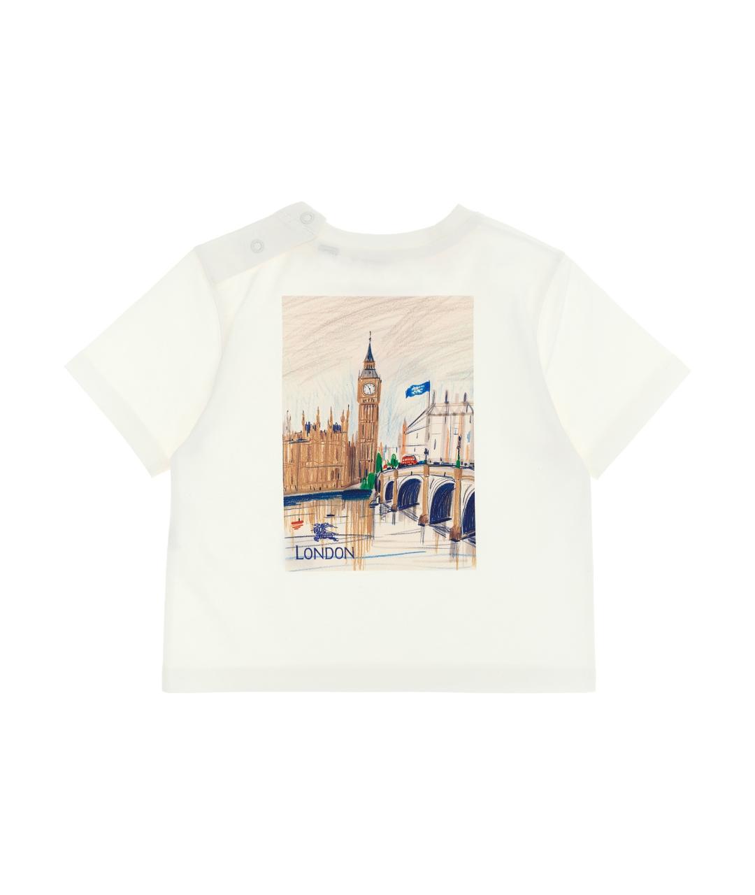 BURBERRY Белый хлопковый футболка / топ, фото 2