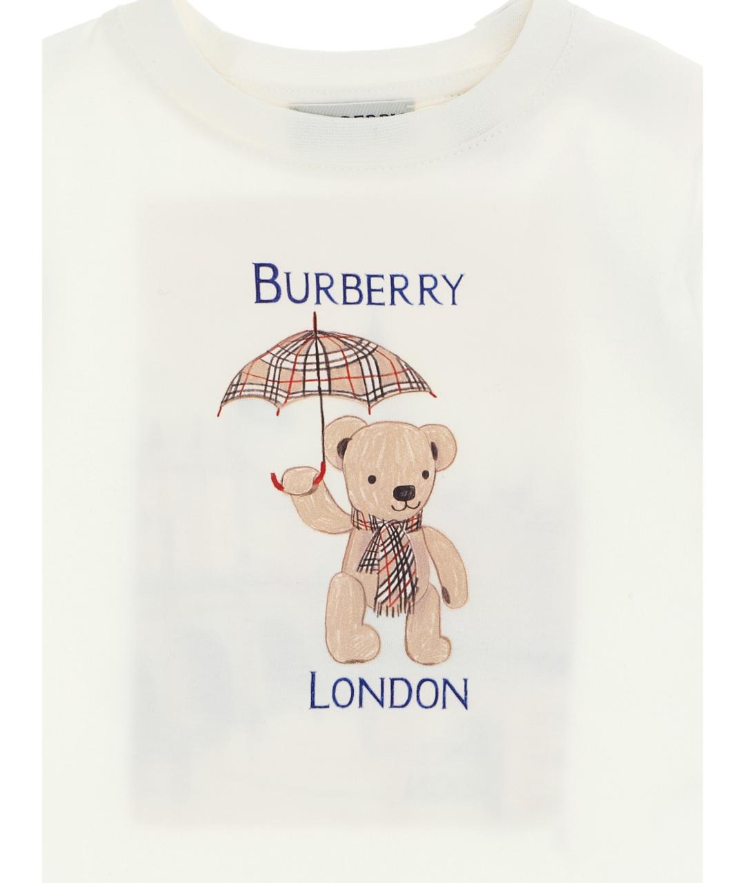 BURBERRY Белый хлопковый футболка / топ, фото 3