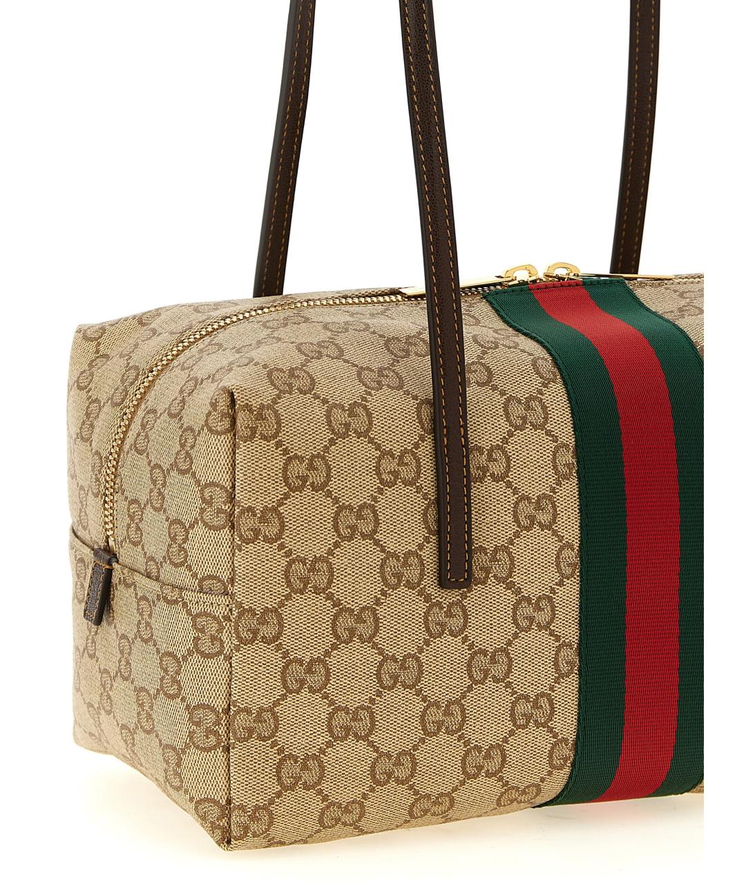 GUCCI Бежевая сумка через плечо из канвы, фото 3