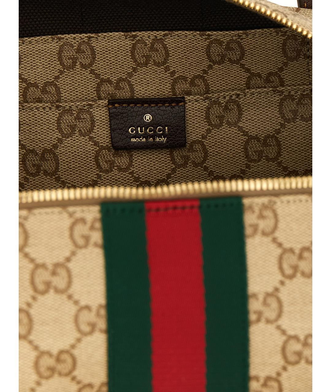 GUCCI Бежевая сумка через плечо из канвы, фото 4