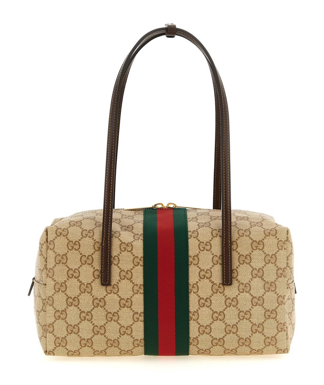 GUCCI Бежевая сумка через плечо из канвы, фото 1