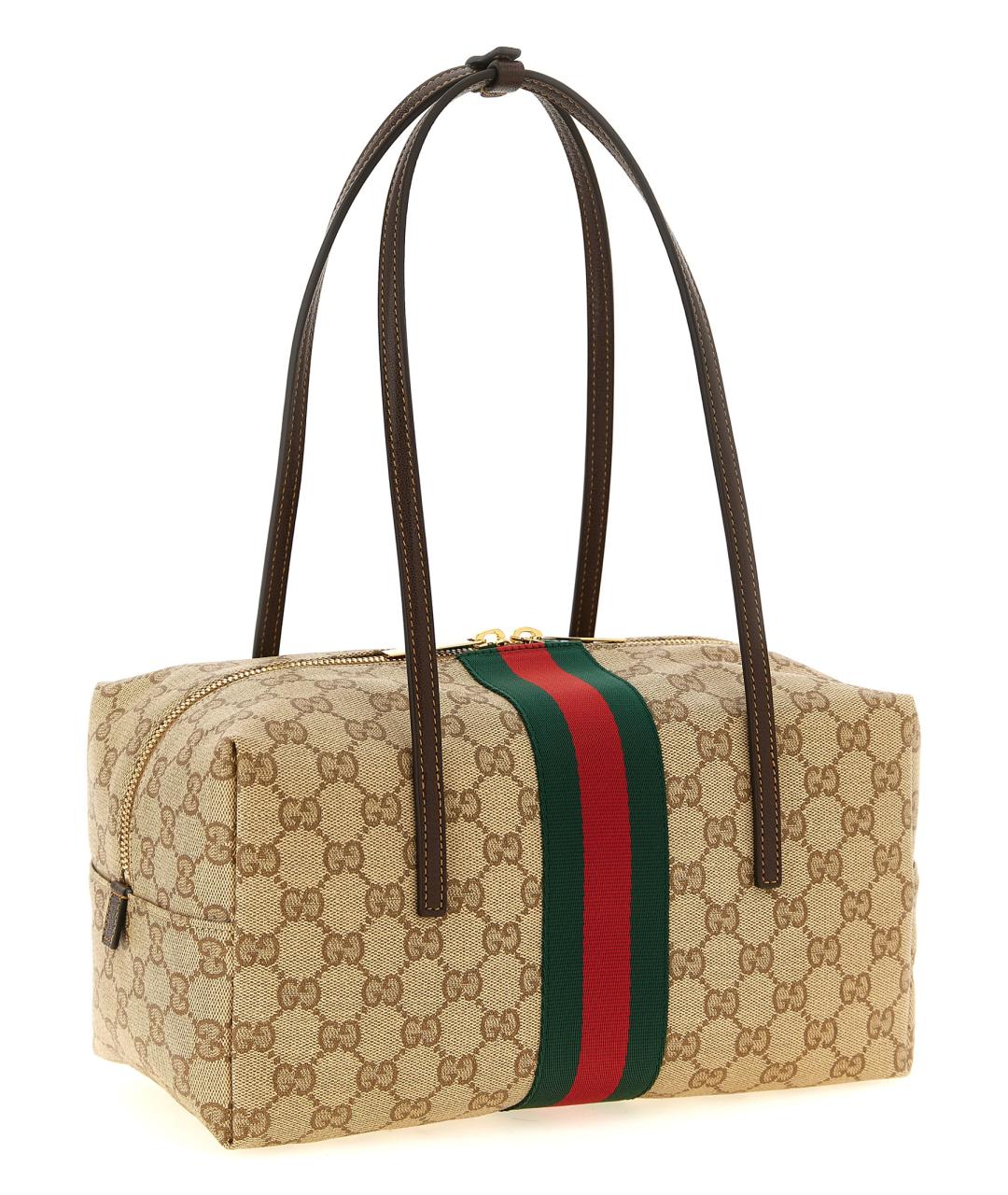 GUCCI Бежевая сумка через плечо из канвы, фото 2