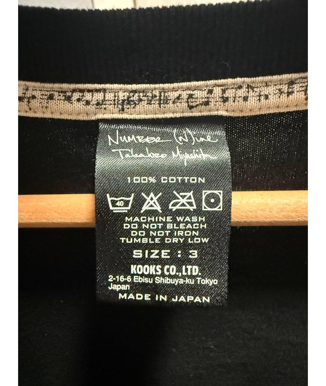NUMBER (N)INE Черная хлопковая футболка, фото 3