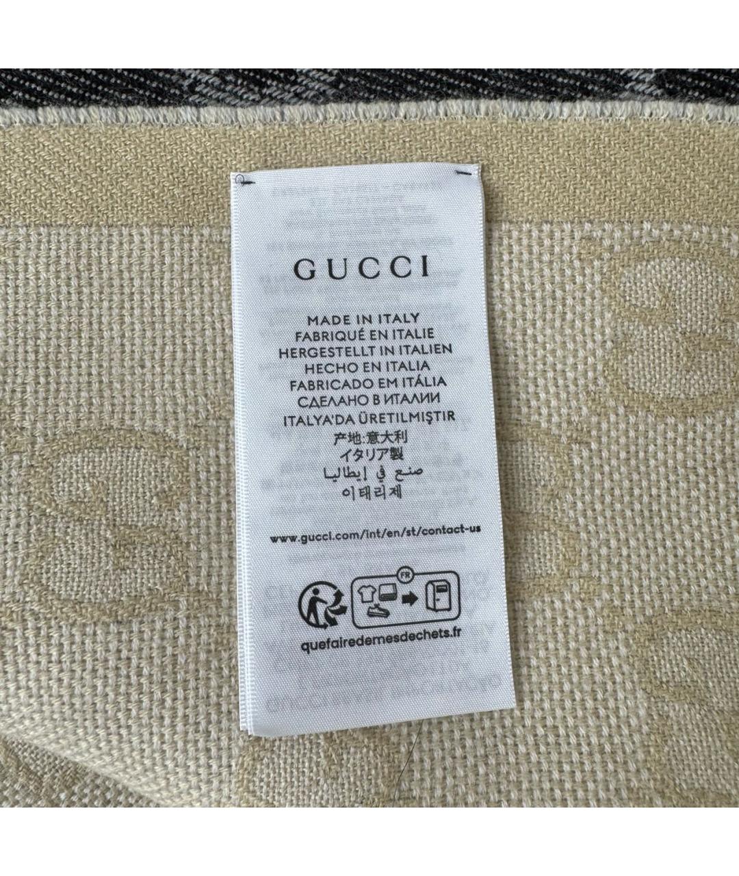 GUCCI Антрацитовый шерстяной шарф, фото 4