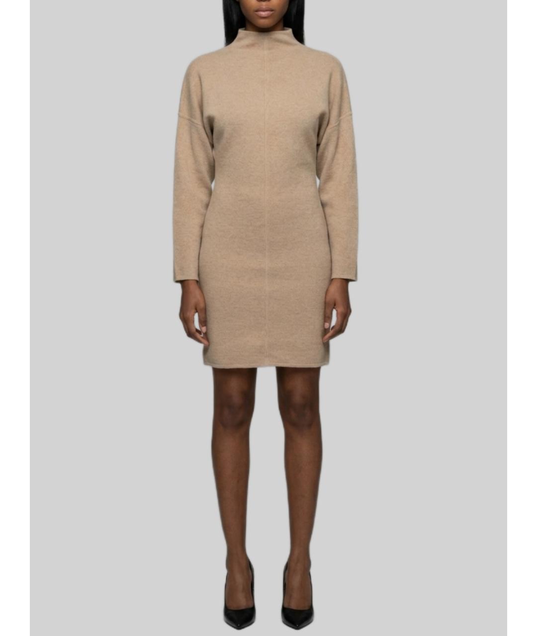 MAX MARA Бежевое шерстяное повседневное платье, фото 4