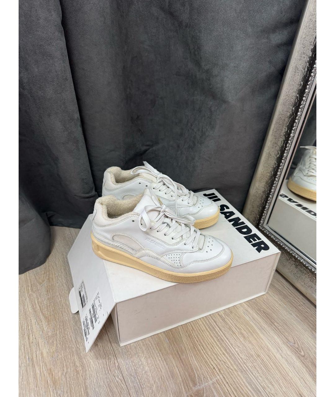 JIL SANDER Белые кожаные кроссовки, фото 2