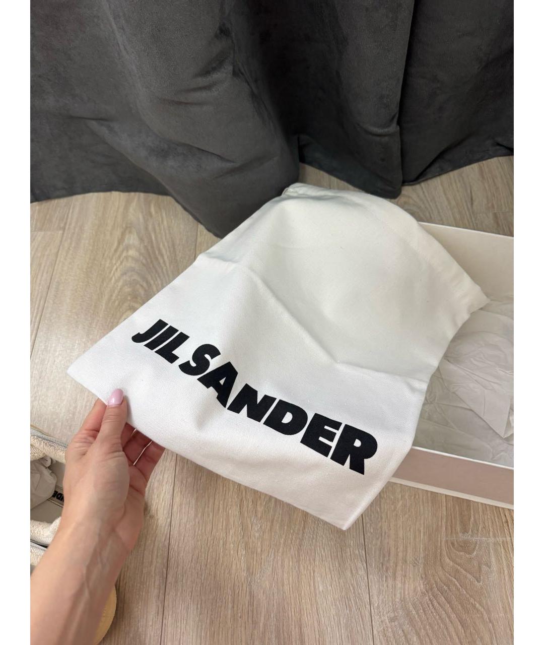 JIL SANDER Белые кожаные кроссовки, фото 6