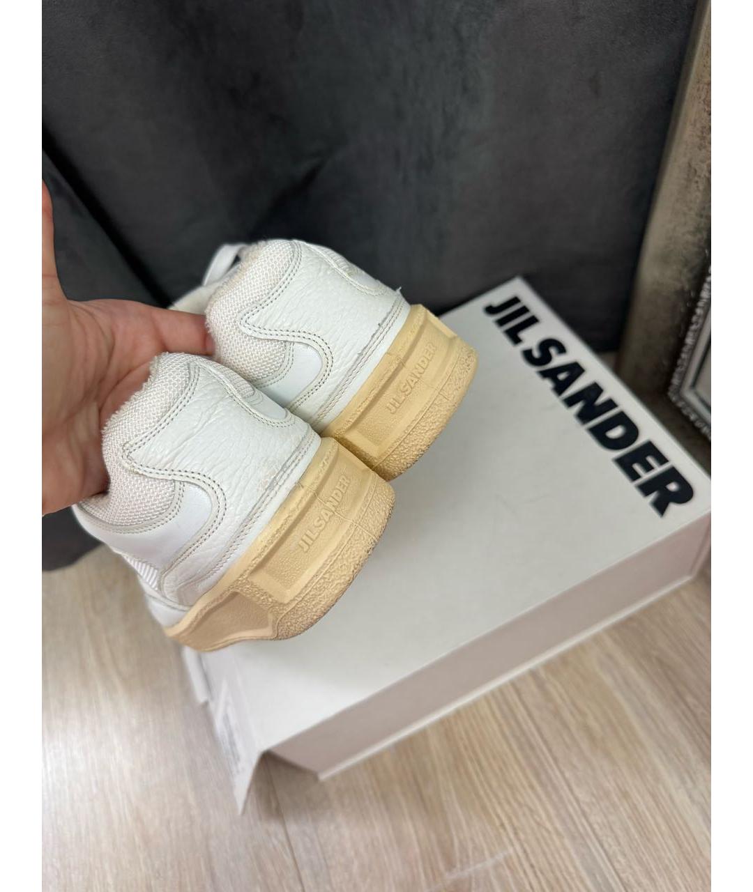 JIL SANDER Белые кожаные кроссовки, фото 5
