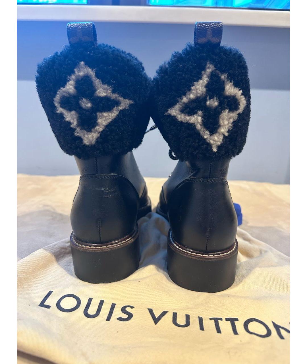LOUIS VUITTON Черные кожаные ботинки, фото 4