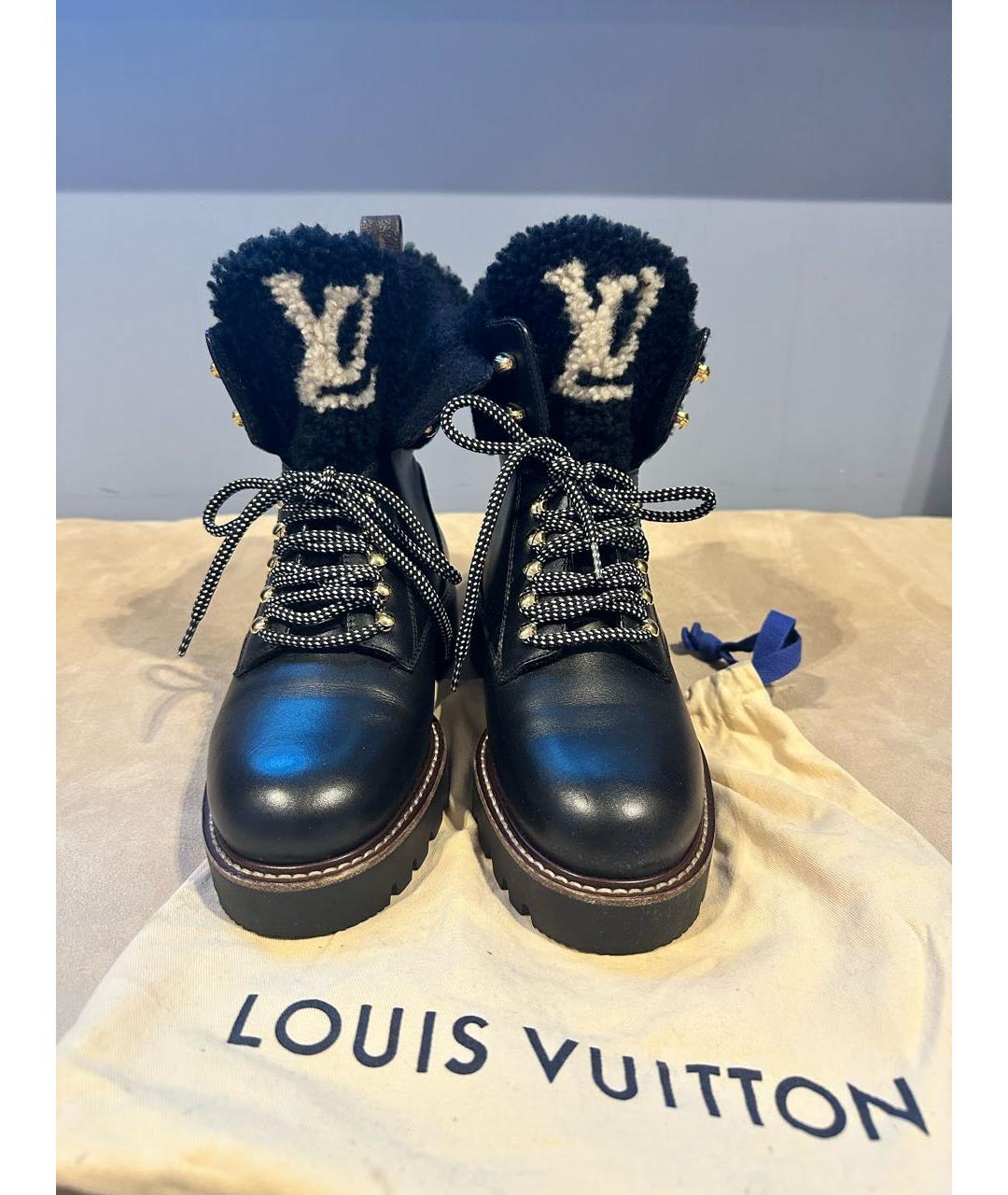 LOUIS VUITTON Черные кожаные ботинки, фото 2