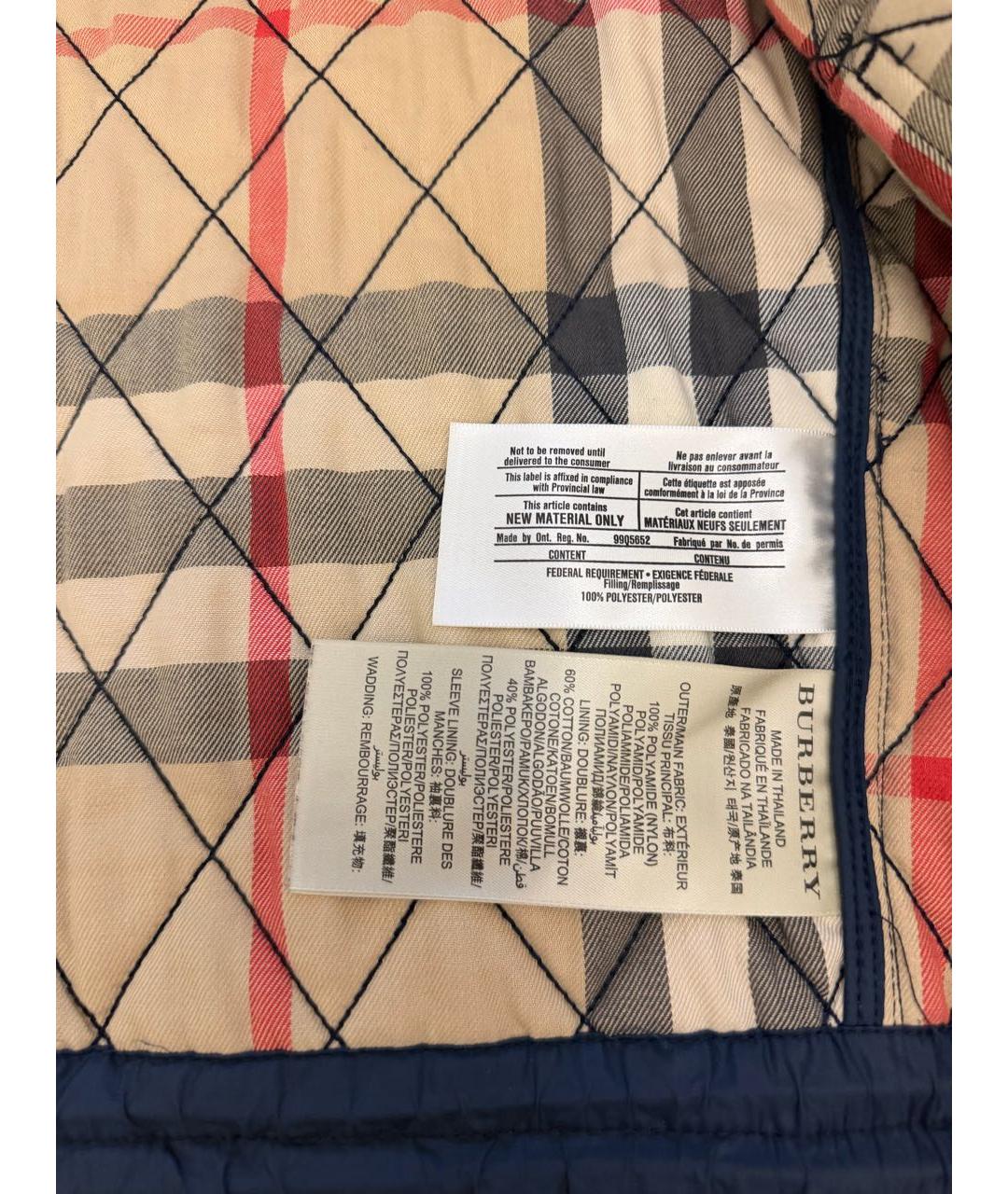 BURBERRY Темно-синяя полиэстеровая куртка, фото 5