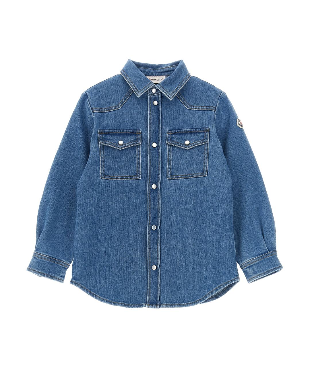 MONCLER ENFANT Синяя хлопковая детская рубашка, фото 1