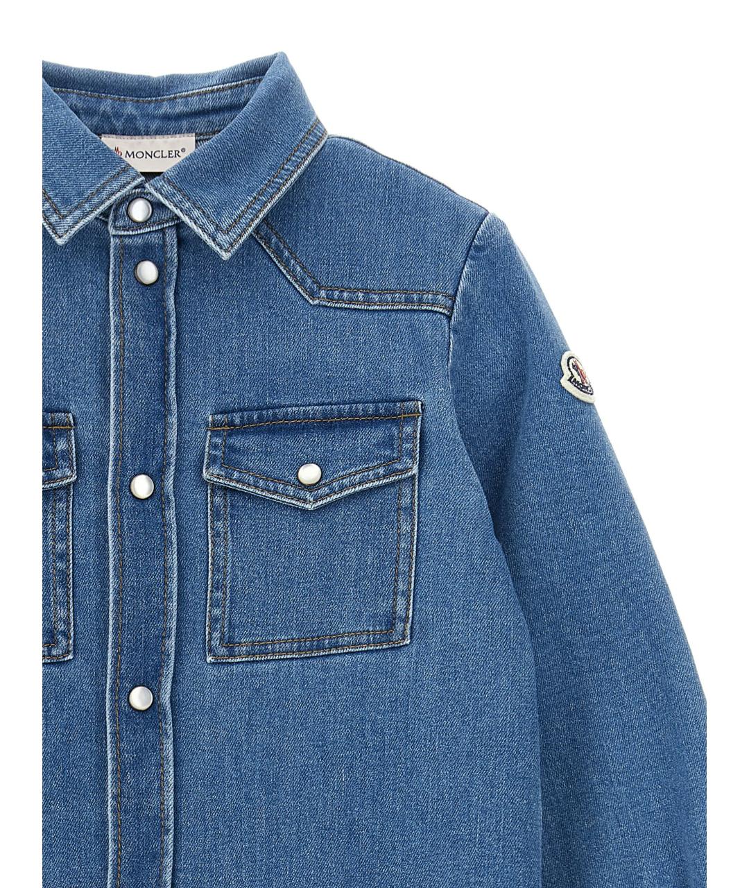 MONCLER ENFANT Синяя хлопковая детская рубашка, фото 3