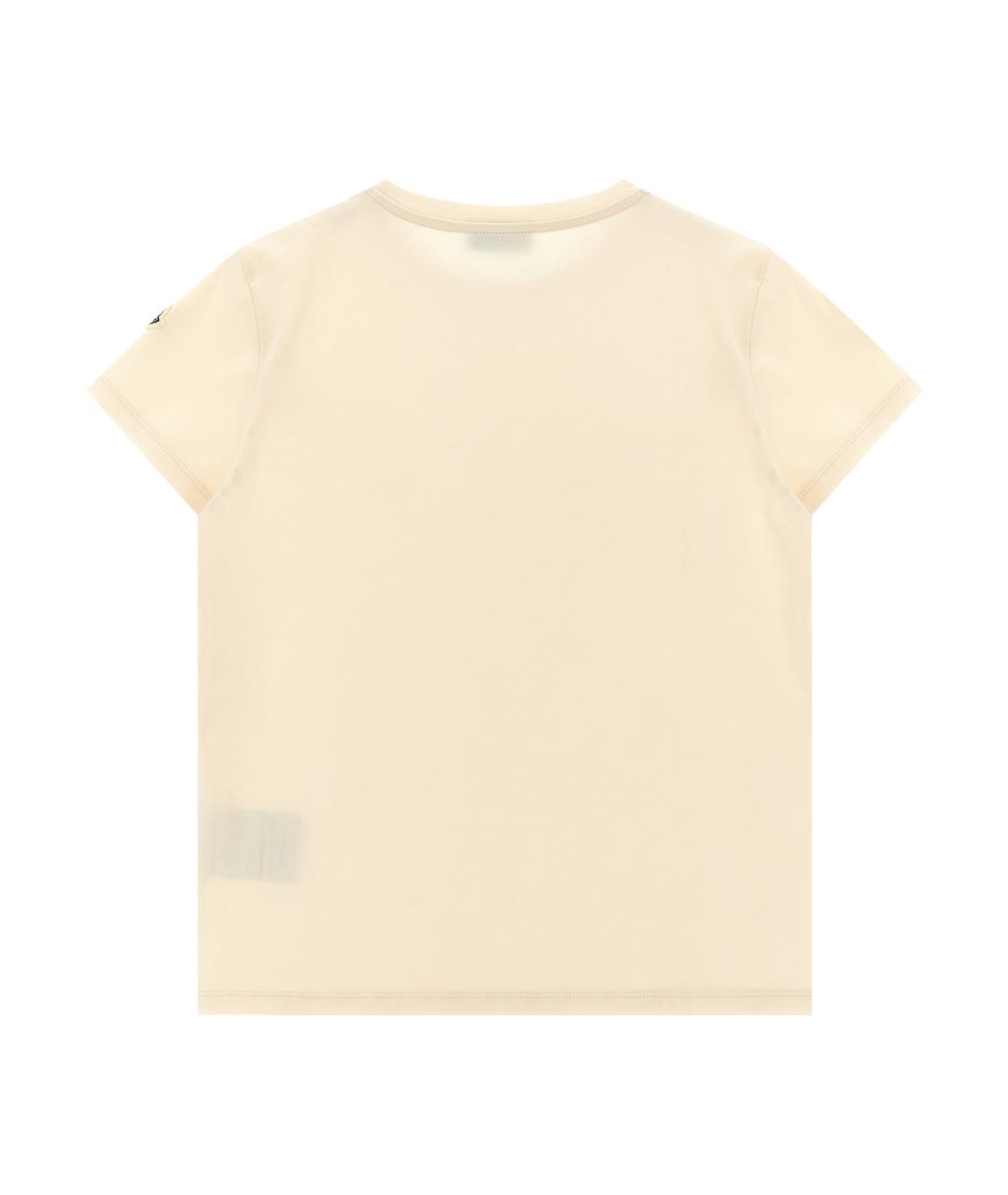 MONCLER ENFANT Бежевый хлопковый детская футболка / топ, фото 2