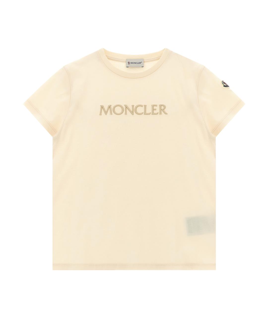 MONCLER ENFANT Бежевый хлопковый детская футболка / топ, фото 1