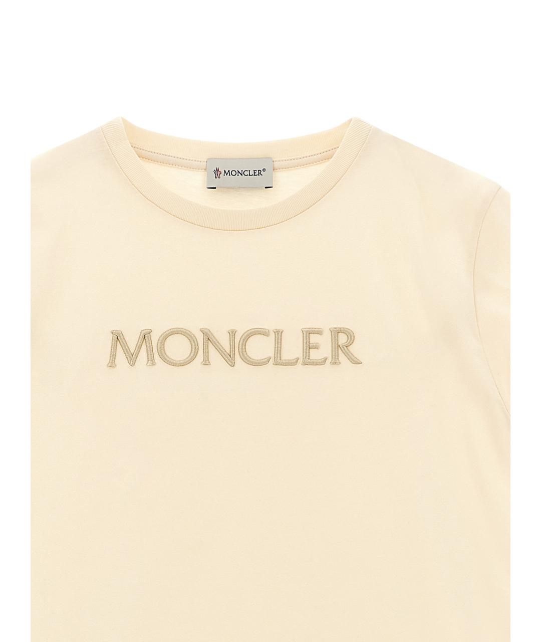 MONCLER ENFANT Бежевый хлопковый детская футболка / топ, фото 3