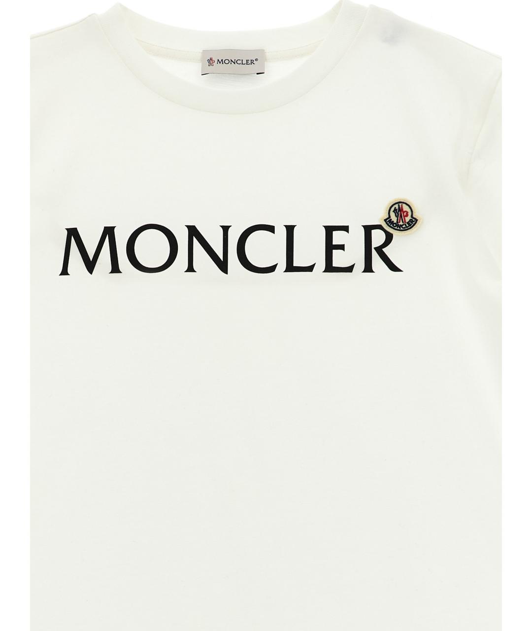 MONCLER ENFANT Белая хлопковая детская футболка, фото 3