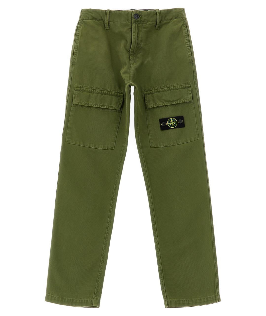 STONE ISLAND Зеленые хлопковые брюки и шорты, фото 1