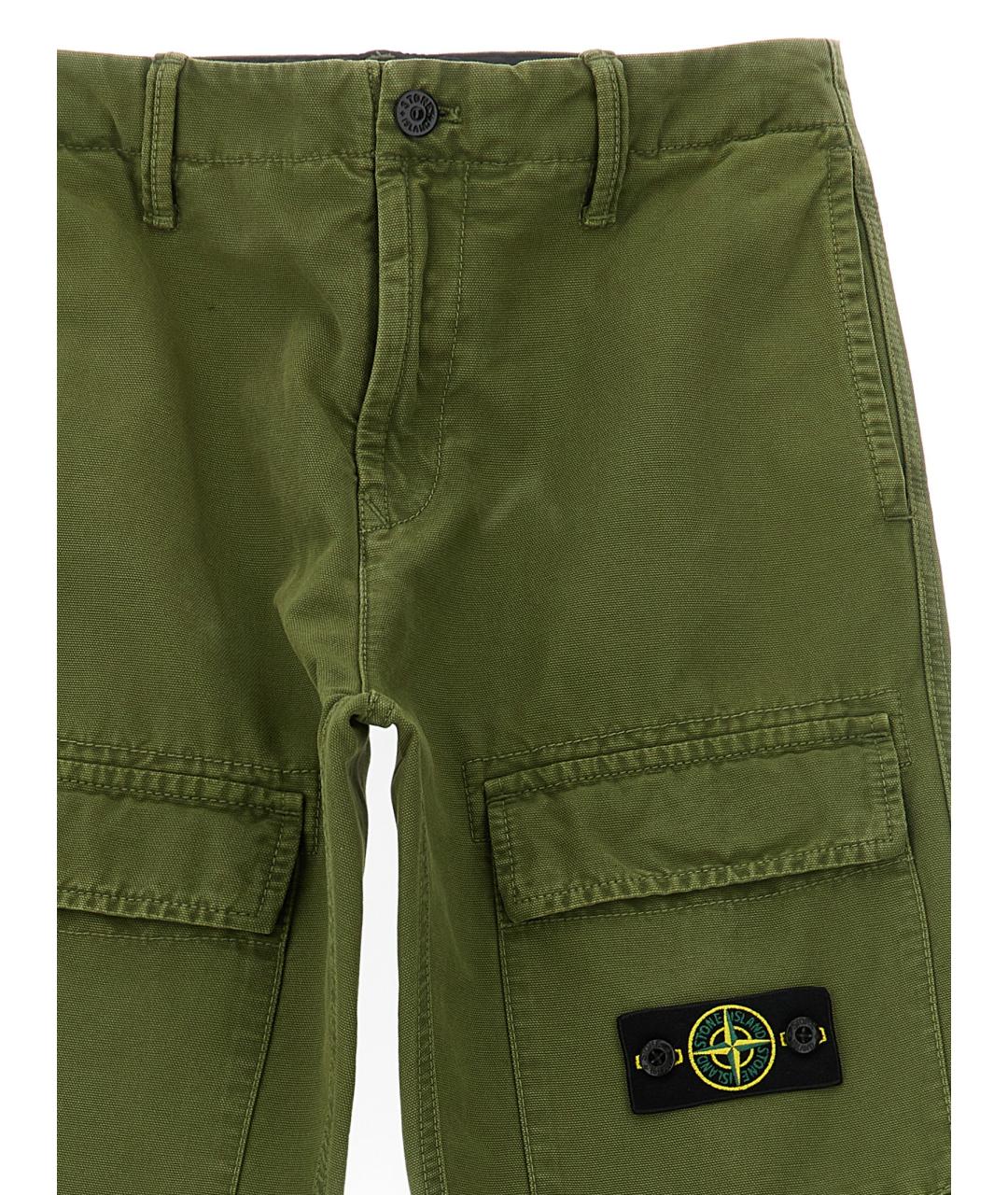 STONE ISLAND Зеленые хлопковые брюки и шорты, фото 3