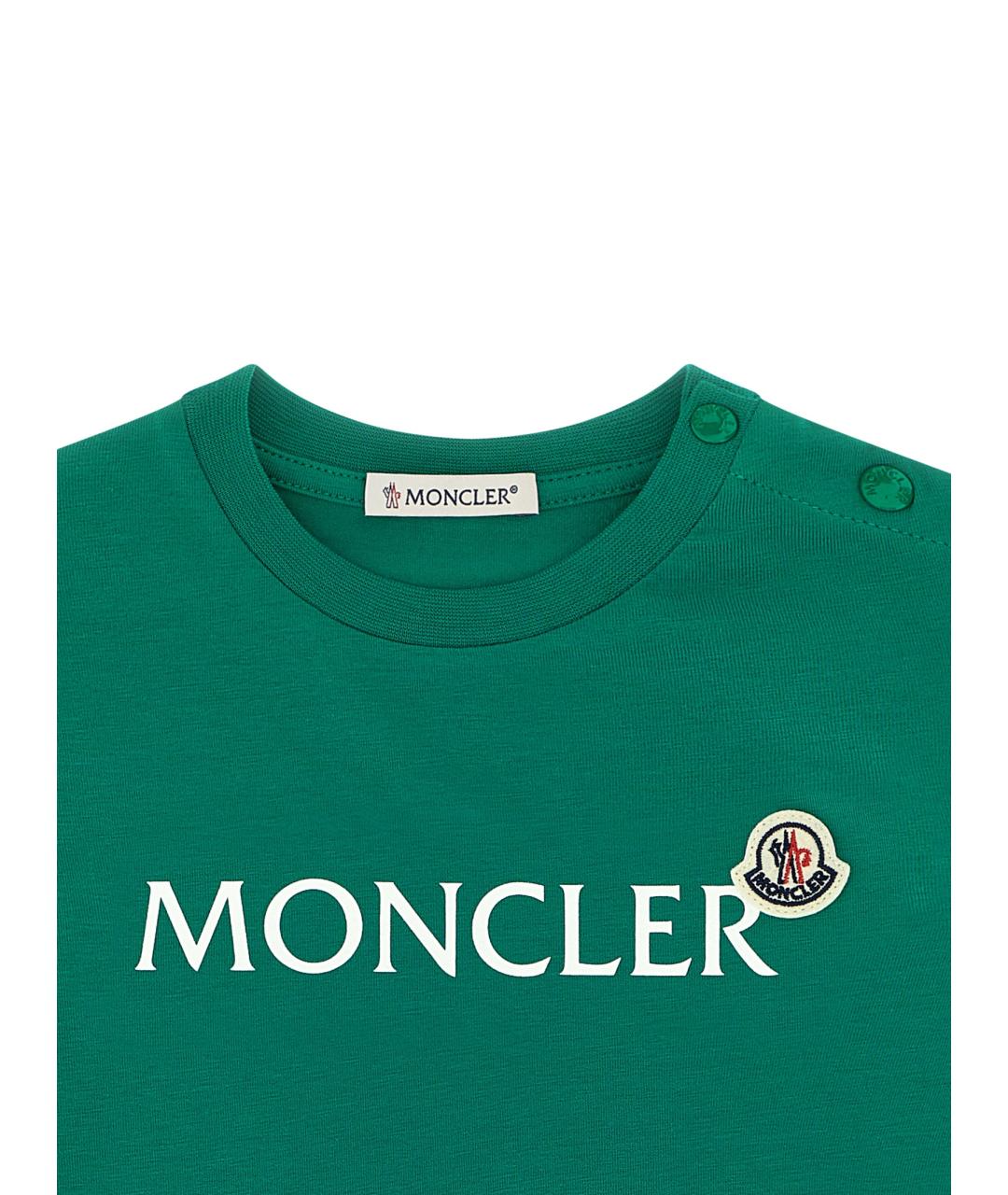 MONCLER ENFANT Зеленая хлопковая детская футболка, фото 3