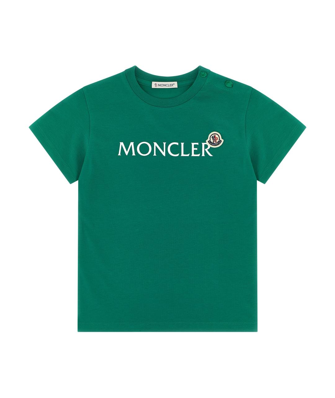 MONCLER ENFANT Зеленая хлопковая детская футболка, фото 1