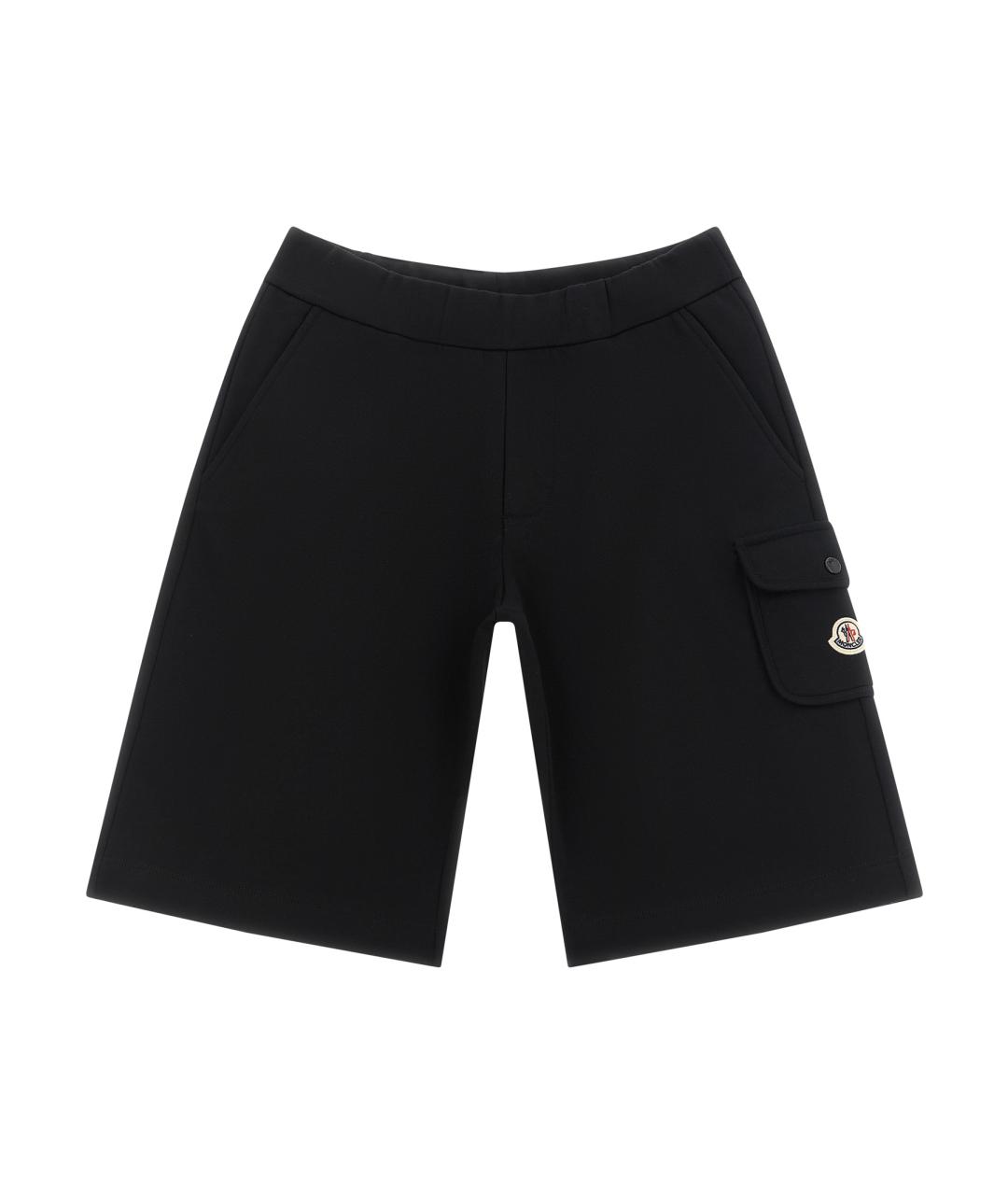 MONCLER ENFANT Черные хлопковые брюки и шорты, фото 1