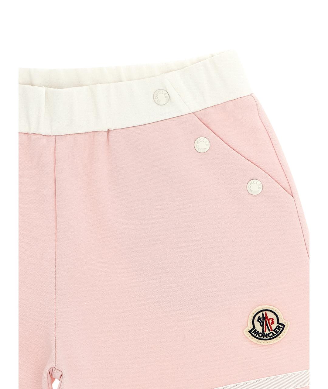 MONCLER ENFANT Розовые хлопковые брюки и шорты, фото 3