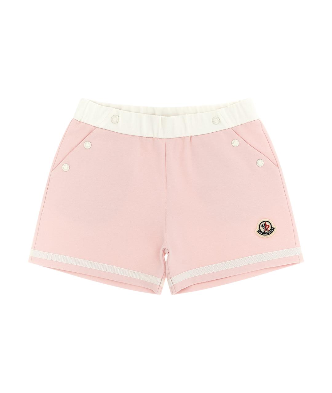 MONCLER ENFANT Розовые хлопковые брюки и шорты, фото 1